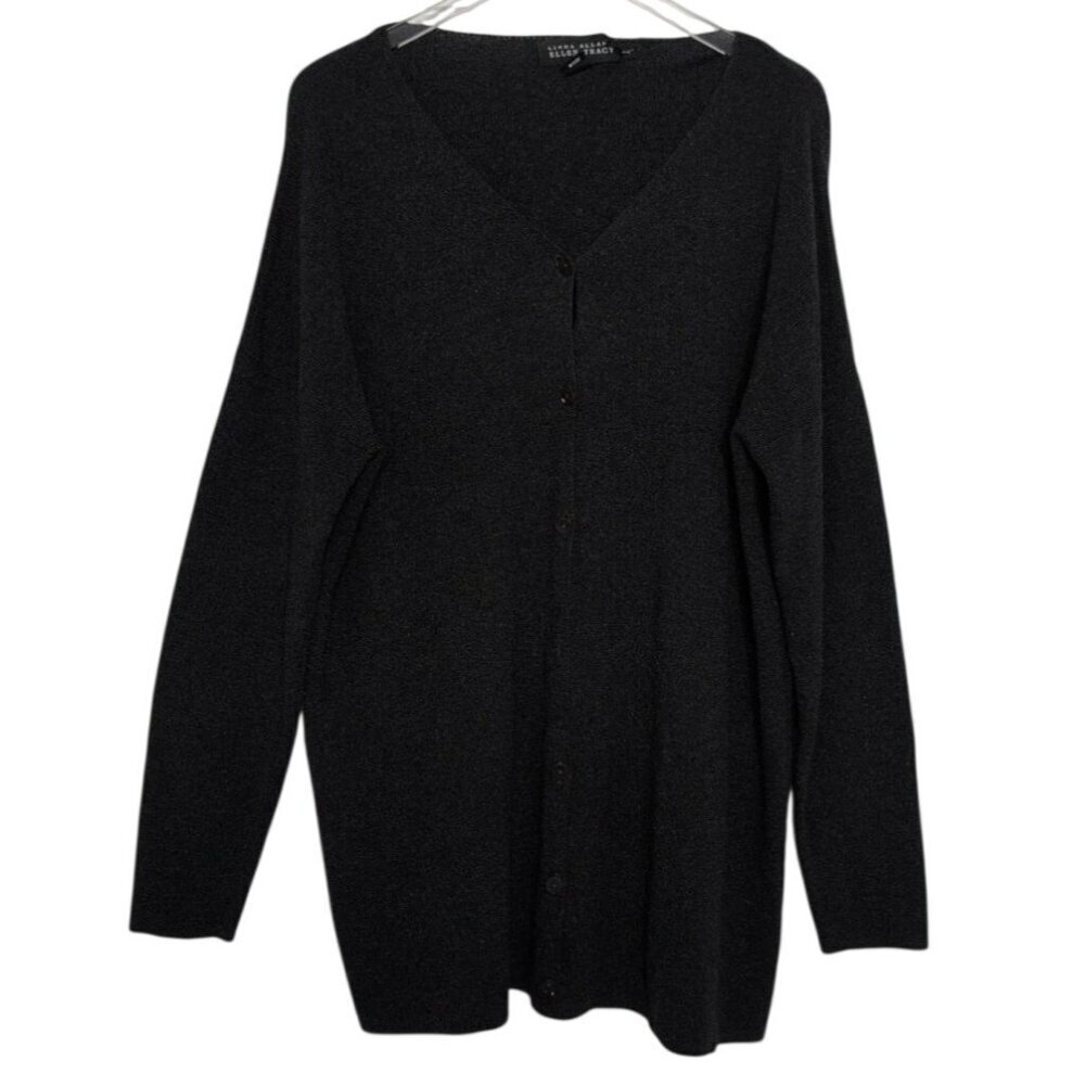 Linda Allard Ellen Tracy Longline Cardigan Womens Size Large Cashmere Wool V Nec
